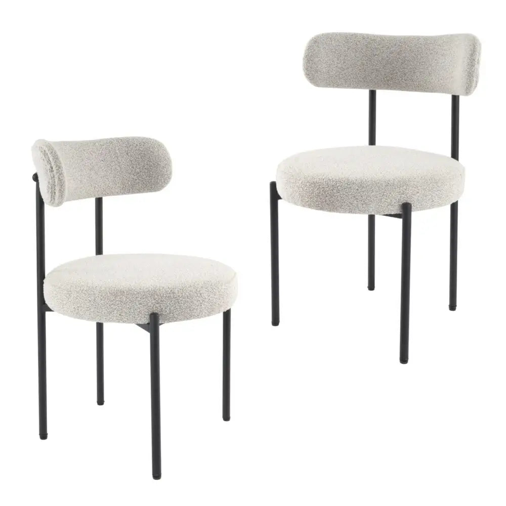 Luxe Boucle Cushioned Elsa Dining Chairs in Arctic White - Furniture > Dining > Kitchen & Dining Chairs