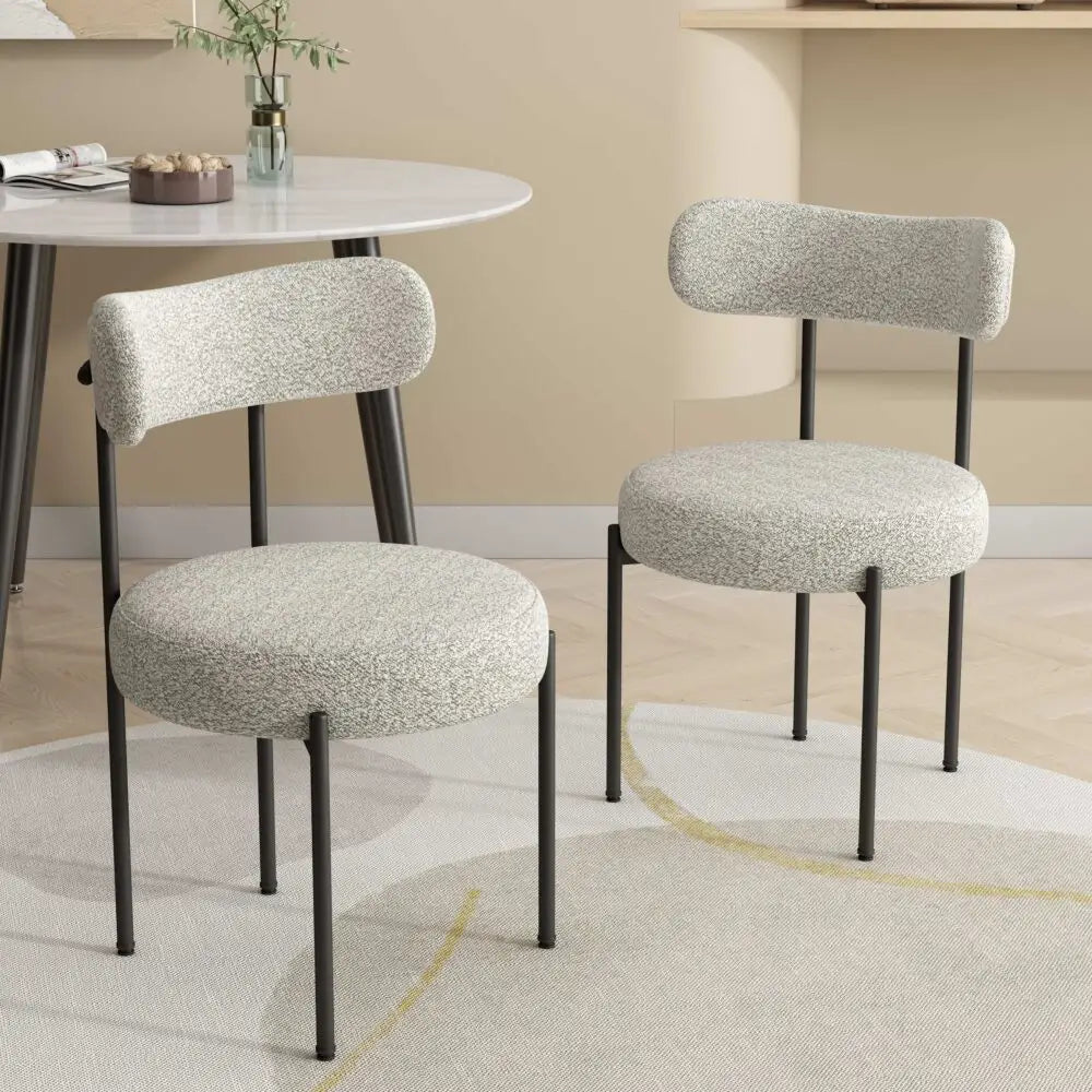 Luxe Boucle Cushioned Elsa Dining Chairs in Arctic White - Furniture > Dining > Kitchen & Dining Chairs