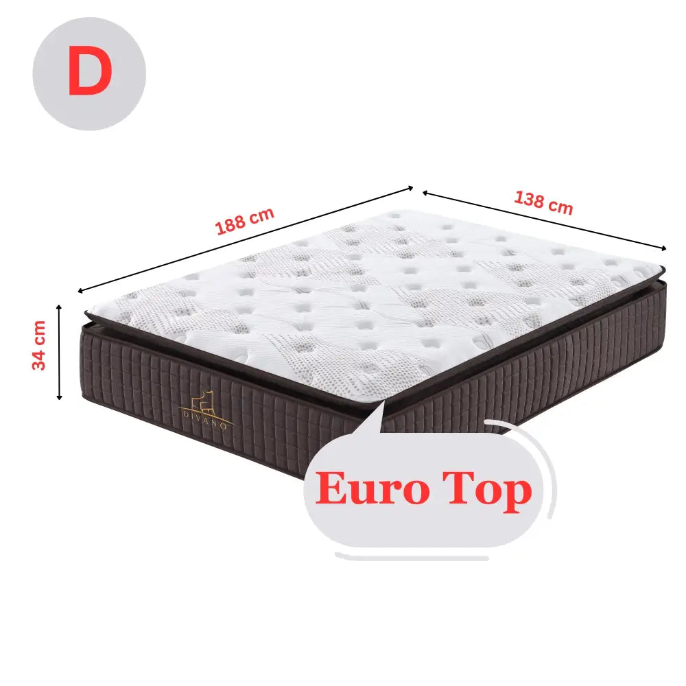 Luxe Dreams Double Size 7 Zones Pocket Spring Premium Medium Feel 34cm Mattress - Furniture > Mattresses