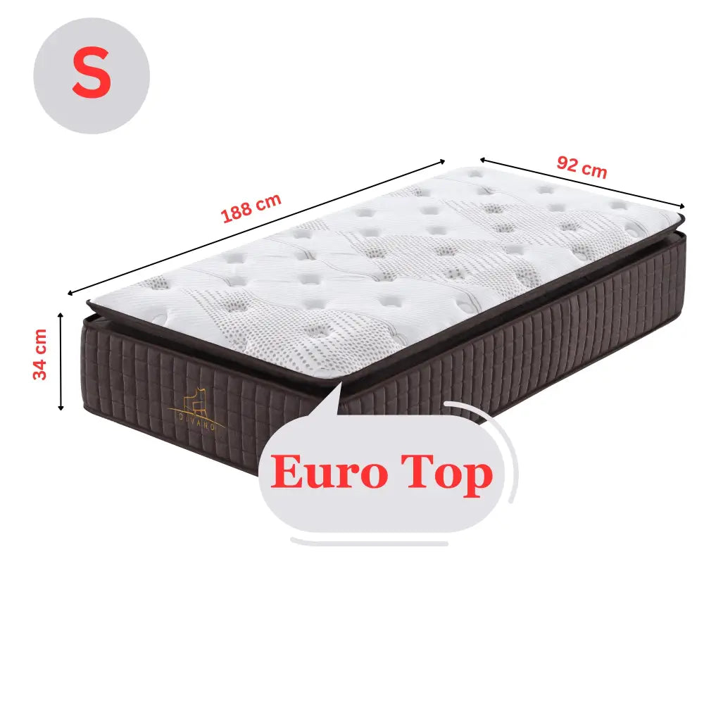 Luxe Dreams Single Size 7 Zones Pocket Spring Premium Medium Feel 34cm Mattress - Furniture > Mattresses