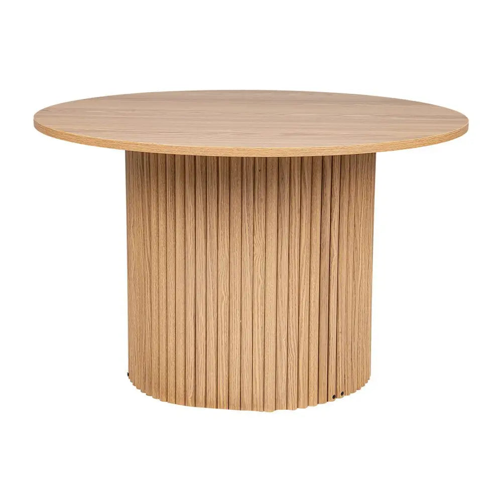 Luxe Ribbed Round Coffee Table Wooden - Furniture > Living Room