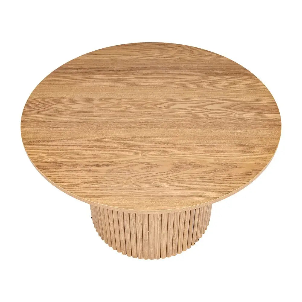 Luxe Ribbed Round Coffee Table Wooden - Furniture > Living Room