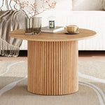 Luxe Ribbed Round Coffee Table Wooden - Furniture > Living Room