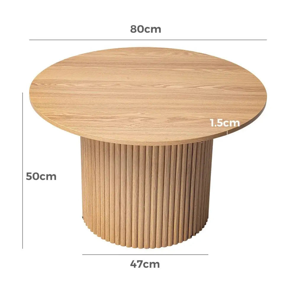 Luxe Ribbed Round Coffee Table Wooden - Furniture > Living Room