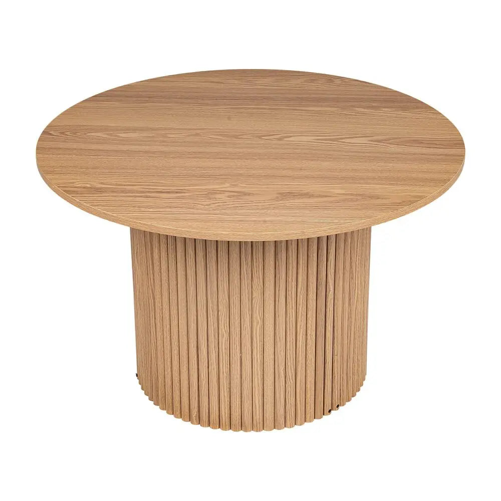 Luxe Ribbed Round Coffee Table Wooden - Furniture > Living Room