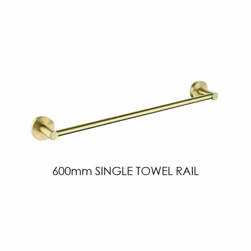 Luxurious Brushed Gold Stainless Steel 304 Towel Rack Rail - Single Bar 600mm - Home & Garden > Bathroom Accessories >