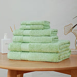 Luxury 6 Piece Soft and Absorbent Cotton Bath Towel Set - Sage Green - Home & Garden > Bathroom Accessories