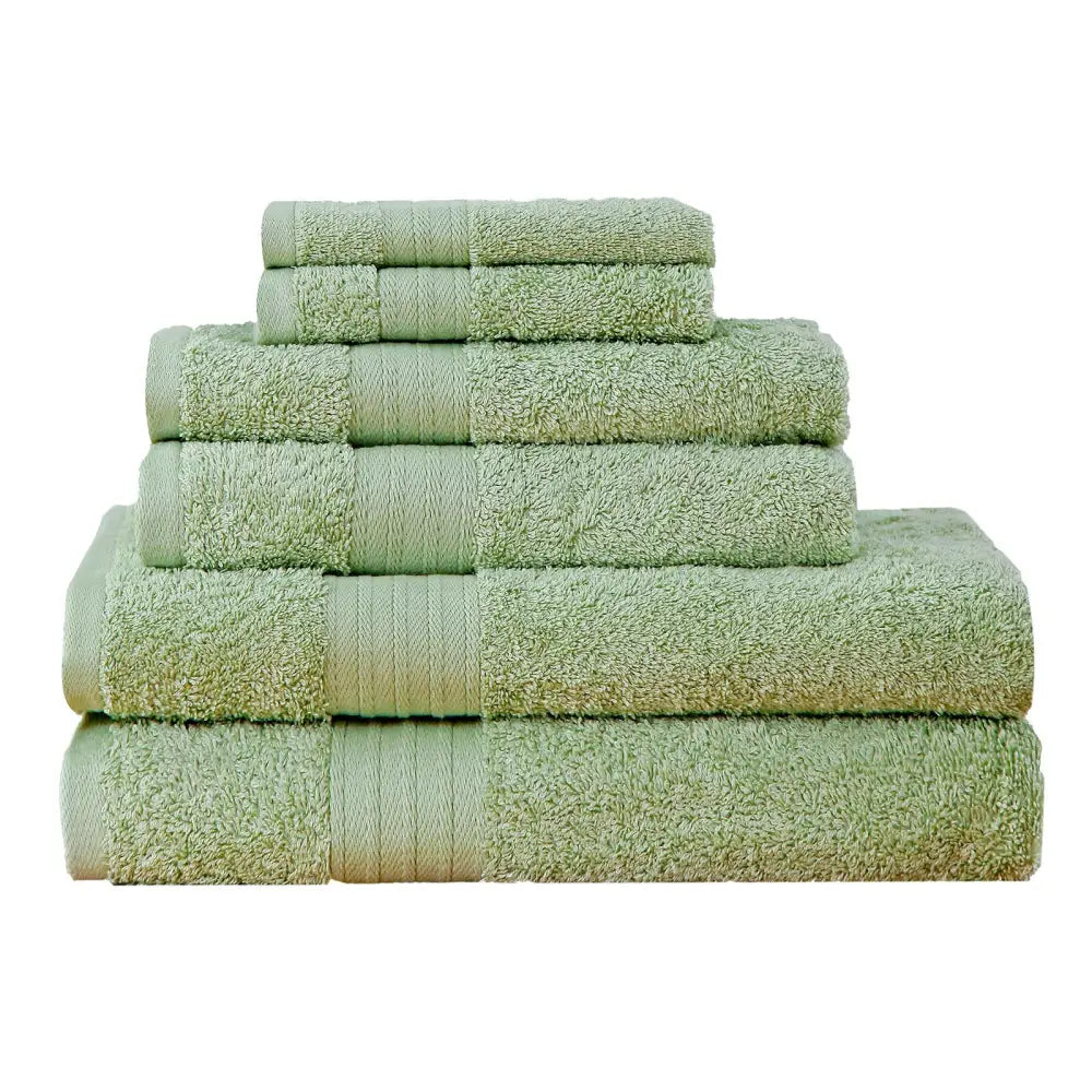 Luxury 6 Piece Soft and Absorbent Cotton Bath Towel Set - Sage Green - Home & Garden > Bathroom Accessories