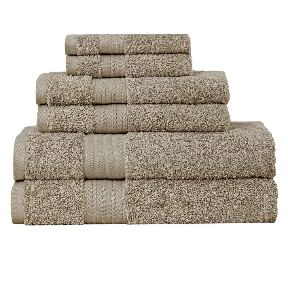 Luxury 6 Piece Soft and Absorbent Cotton Bath Towel Set - Sandstone - Home & Garden > Bathroom Accessories