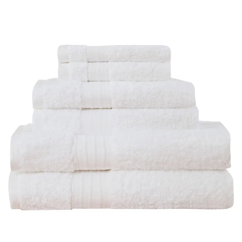 Luxury 6 Piece Soft and Absorbent Cotton Bath Towel Set - White - Home & Garden > Bathroom Accessories