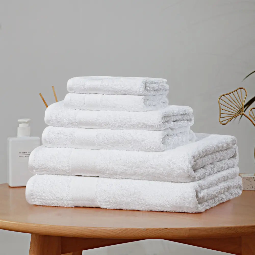 Luxury 6 Piece Soft and Absorbent Cotton Bath Towel Set - White - Home & Garden > Bathroom Accessories