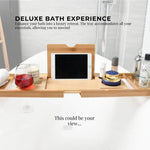 Luxury Adjustable Bamboo Bath Tray Caddy - Spa Book Wine & Accessories Holder - Furniture > Bathroom > Bathtubs
