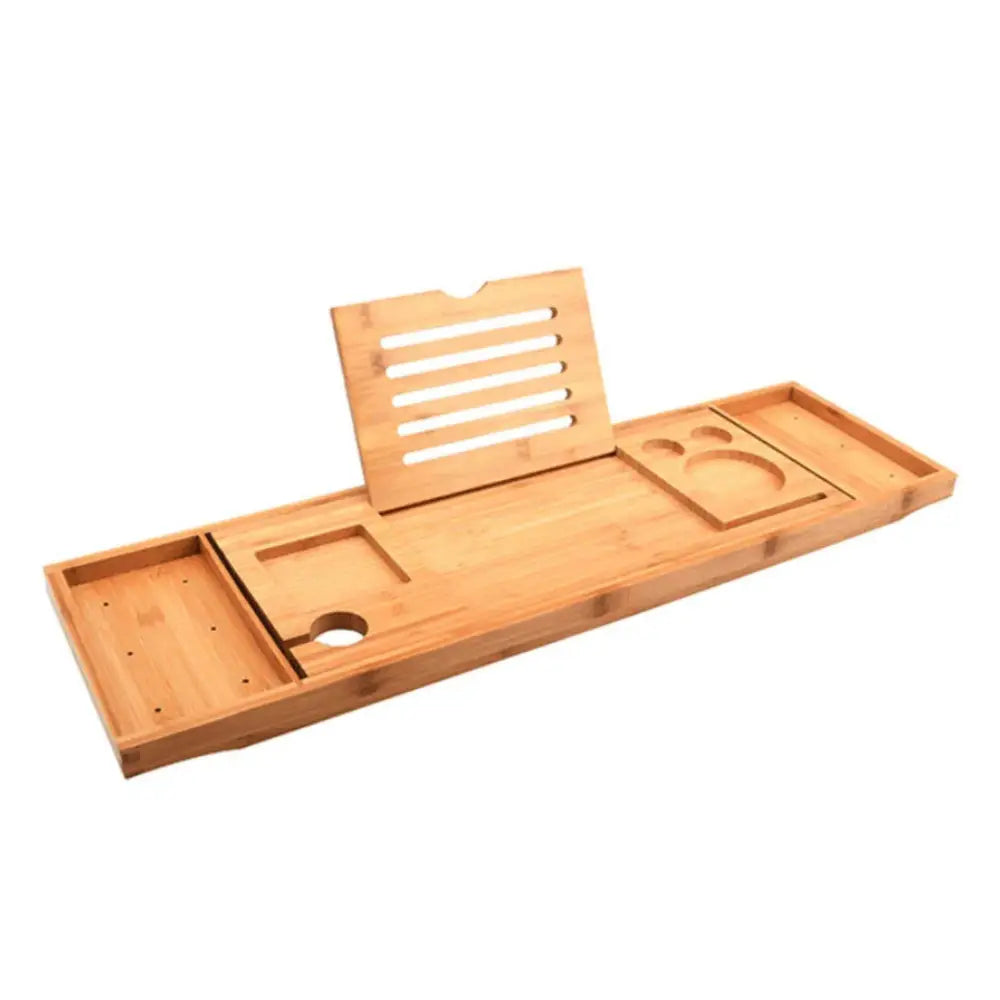 Luxury Adjustable Bamboo Bath Tray Caddy - Spa Book Wine & Accessories Holder - Furniture > Bathroom > Bathtubs