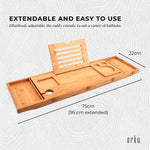Luxury Adjustable Bamboo Bath Tray Caddy - Spa Book Wine & Accessories Holder - Furniture > Bathroom > Bathtubs