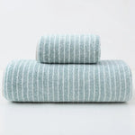 Luxury Cotton Striped Towel Set - 6 Piece Set (2 Hand Towels 2 Bath Towels 2 Washcloths) Ultra Soft and Absorbent