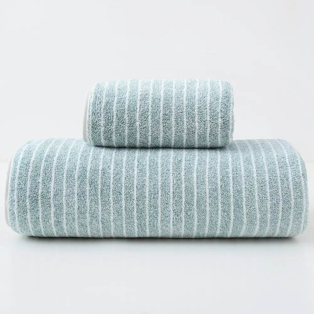 Luxury Cotton Striped Towel Set - 6 Piece Set (2 Hand Towels 2 Bath Towels 2 Washcloths) Ultra Soft and Absorbent