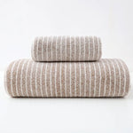 Luxury Cotton Striped Towel Set - 6 Piece Set (2 Hand Towels 2 Bath Towels 2 Washcloths) Ultra Soft and Absorbent