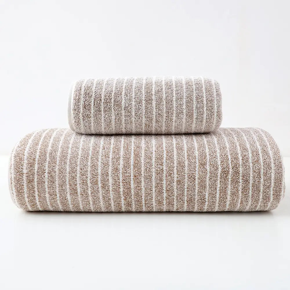 Luxury Cotton Striped Towel Set - 6 Piece Set (2 Hand Towels 2 Bath Towels 2 Washcloths) Ultra Soft and Absorbent