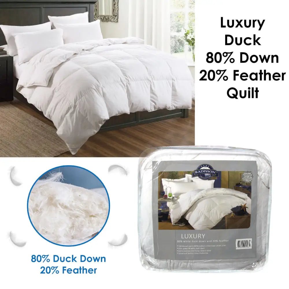 Luxury Duck 80% Down 20% Feather Quilt King - Home & Garden > Bedding