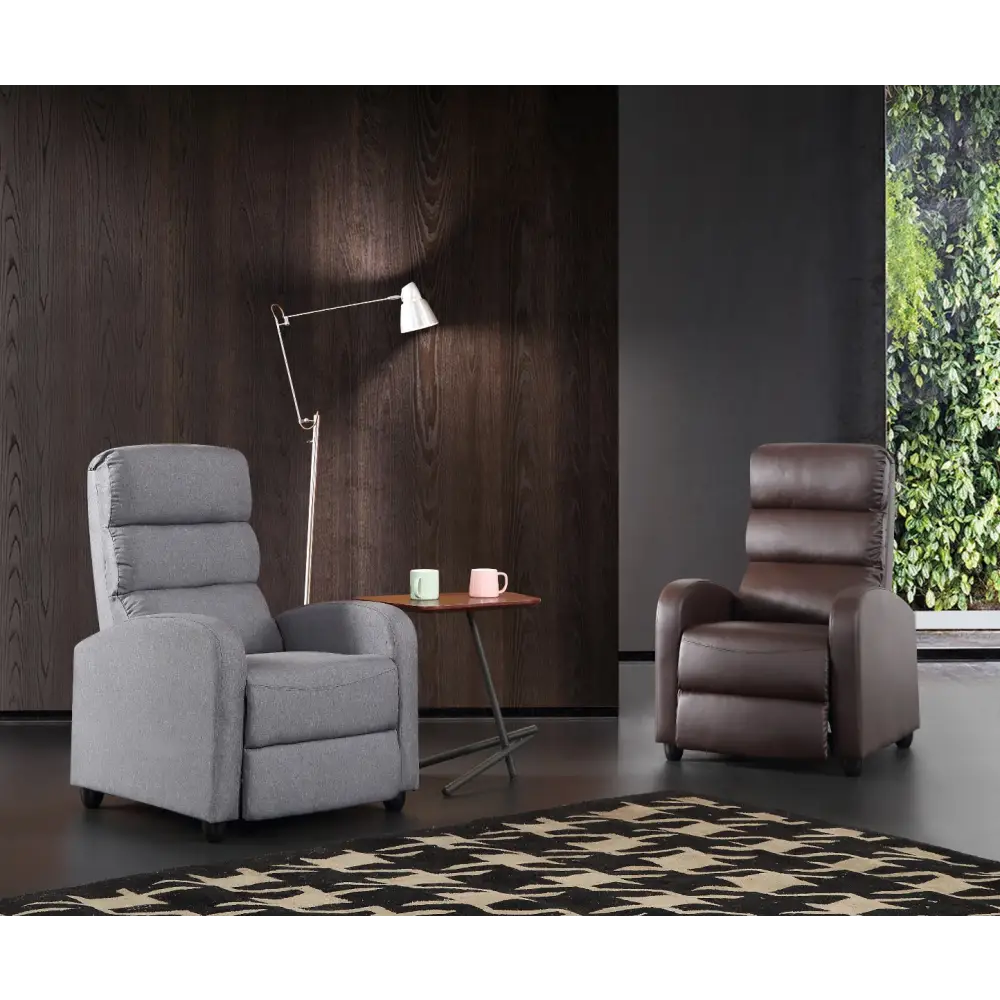 Luxury Fabric Recliner Chair - Grey - Furniture > Bar Stools & Chairs > Arm Chairs & Recliners