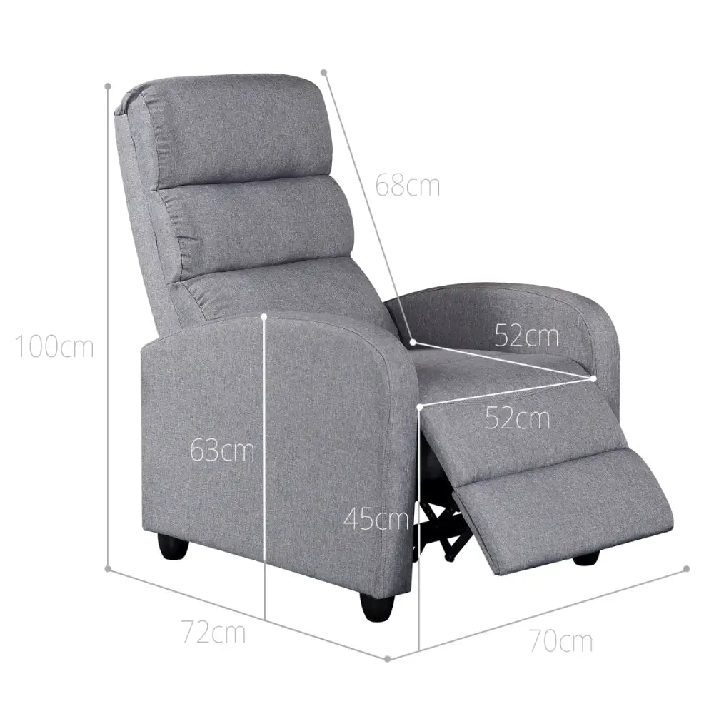 Luxury Fabric Recliner Chair - Grey - Furniture > Bar Stools & Chairs > Arm Chairs & Recliners