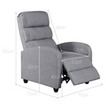 Luxury Fabric Recliner Chair - Grey - Furniture > Bar Stools & Chairs > Arm Chairs & Recliners