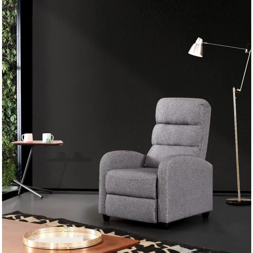 Luxury Fabric Recliner Chair - Grey - Furniture > Bar Stools & Chairs > Arm Chairs & Recliners