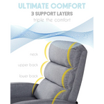Luxury Fabric Recliner Chair - Grey - Furniture > Bar Stools & Chairs > Arm Chairs & Recliners