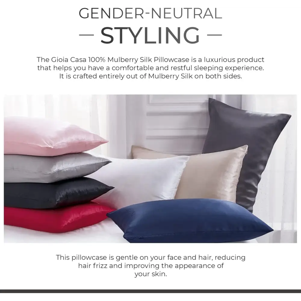Luxury Pillowcase - 100% Pure Mulberry Silk on Both Sides - Black - Home & Garden > Bedding > Pillowcases