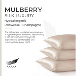 Luxury Pillowcase - 100% Pure Mulberry Silk on Both Sides - Champagne - Home & Garden > Bedding > Pillowcases