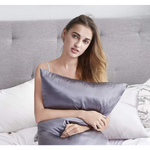 Luxury Pillowcase - 100% Pure Mulberry Silk on Both Sides - Charcoal - Home & Garden > Bedding > Pillowcases