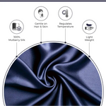 Luxury Pillowcase - 100% Pure Mulberry Silk on Both Sides - Navy - Home & Garden > Bedding > Pillowcases