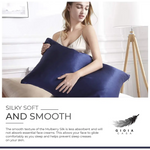 Luxury Pillowcase - 100% Pure Mulberry Silk on Both Sides - Navy - Home & Garden > Bedding > Pillowcases