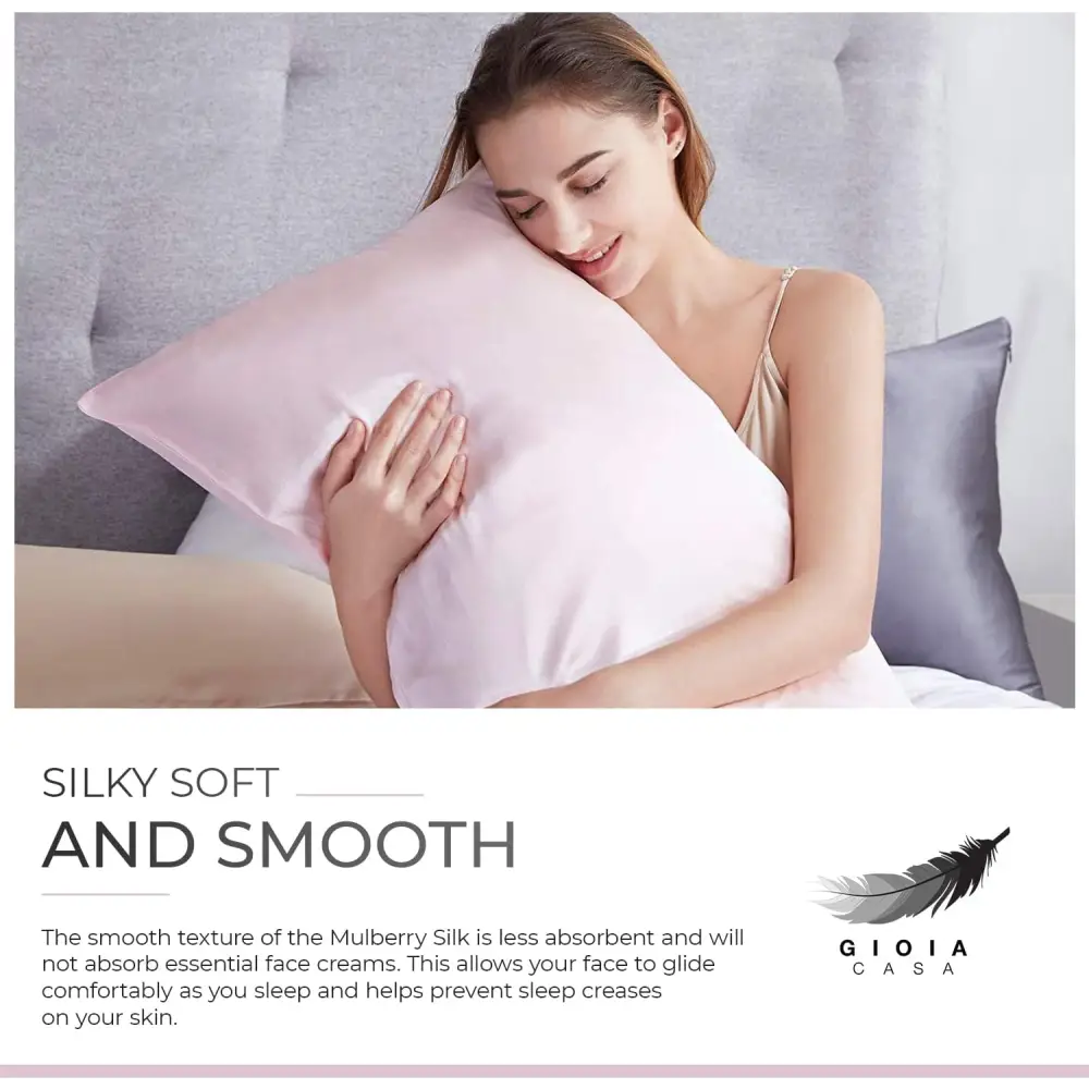 Luxury Pillowcase - 100% Pure Mulberry Silk on Both Sides - Pink - Home & Garden > Bedding > Pillowcases