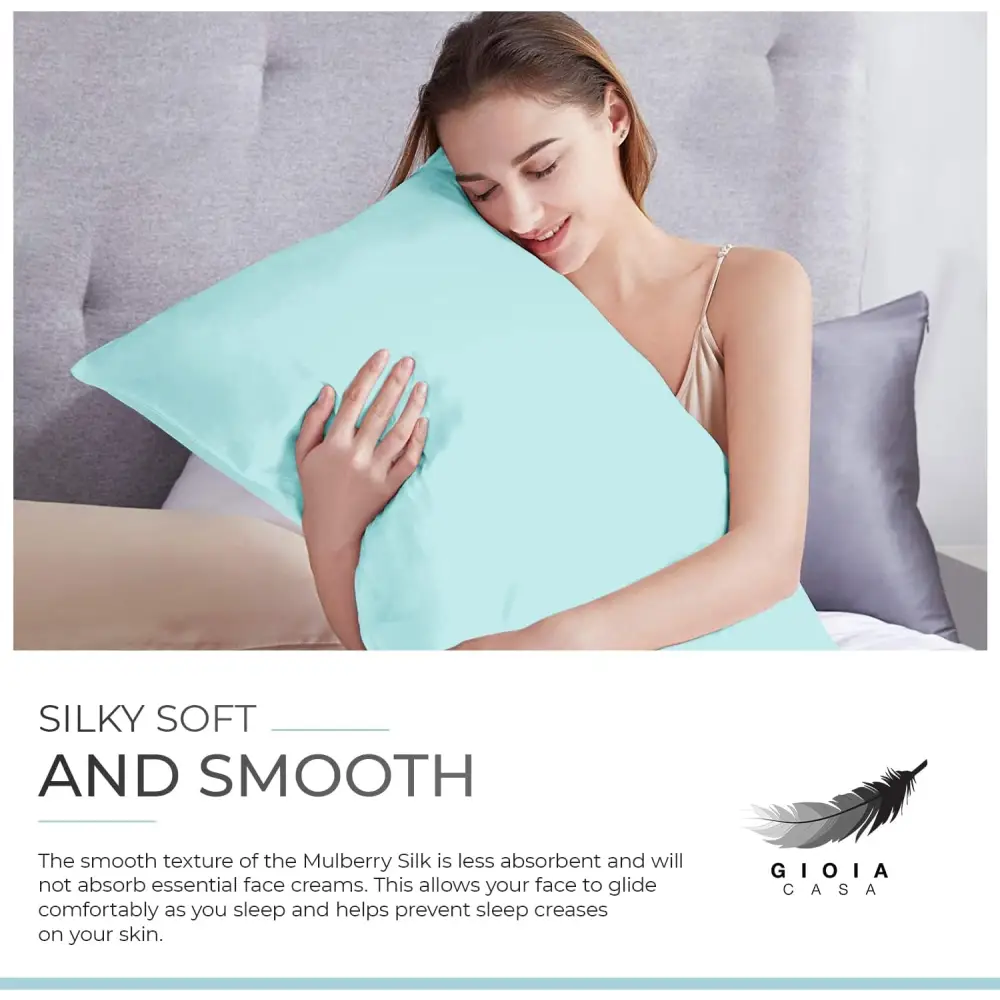 Luxury Pillowcase - 100% Pure Mulberry Silk on Both Sides - Sage Green - Home & Garden > Bedding > Pillowcases
