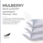 Luxury Pillowcase - 100% Pure Mulberry Silk on Both Sides - Silver - Home & Garden > Bedding > Pillowcases