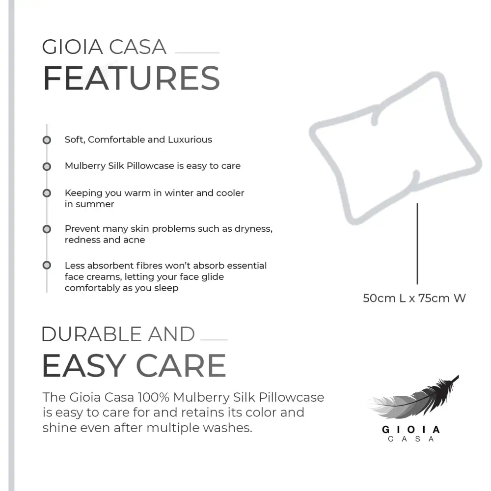 Luxury Pillowcase - 100% Pure Mulberry Silk on Both Sides - White - Home & Garden > Bedding > Pillowcases