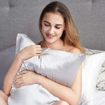 Luxury Pillowcase 2 Pack - 100% Pure Mulberry Silk on Both Sides - Silver - Home & Garden > Bedding > Pillowcases