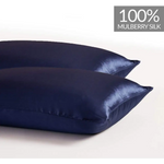 Luxury Pillowcase 2 Pack - 100% Pure Mulberry Silk on Both Sides - Navy Blue - Home & Garden > Bedding > Pillowcases