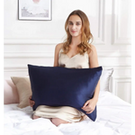 Luxury Pillowcase 2 Pack - 100% Pure Mulberry Silk on Both Sides - Navy Blue - Home & Garden > Bedding > Pillowcases