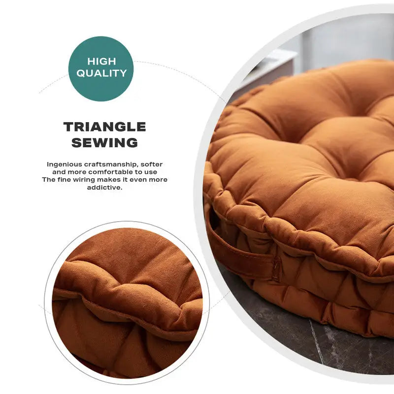 Luxury Round Pouf Tatami Cushion Meditation Floor Mat with Handle - Furniture > Bathroom