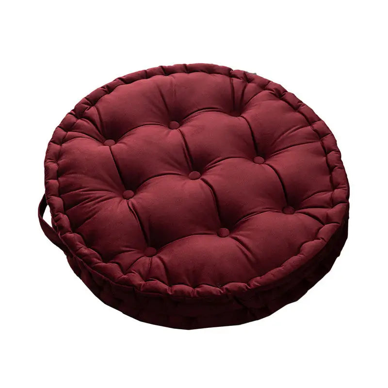 Luxury Round Pouf Tatami Cushion Meditation Floor Mat with Handle - Furniture > Bathroom