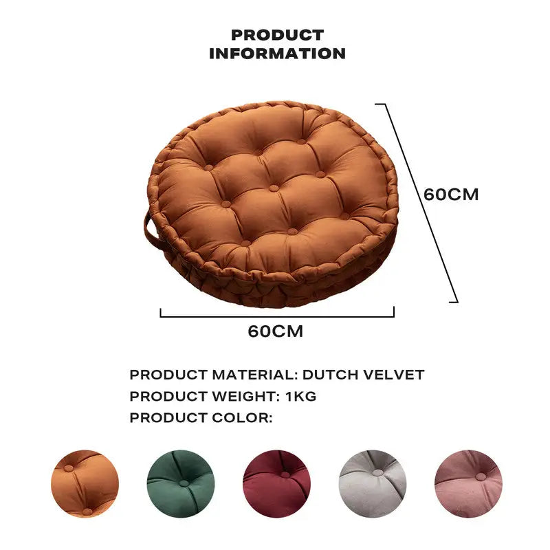 Luxury Round Pouf Tatami Cushion Meditation Floor Mat with Handle - Furniture > Bathroom