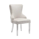 Lyon 2X Dining Chair Beige Velvet STAINLESS Legs - Furniture > Dining