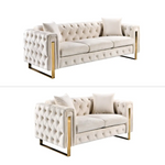 Madeline Range - Beige Velvet - Gold Trims - Furniture > Sofas