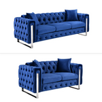 Madeline Range - Blue Velvet - Silver Trims - Furniture > Sofas