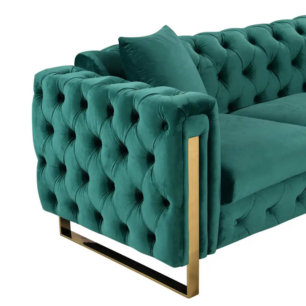 Madeline Range - Green Velvet - Gold Trims - Furniture > Sofas