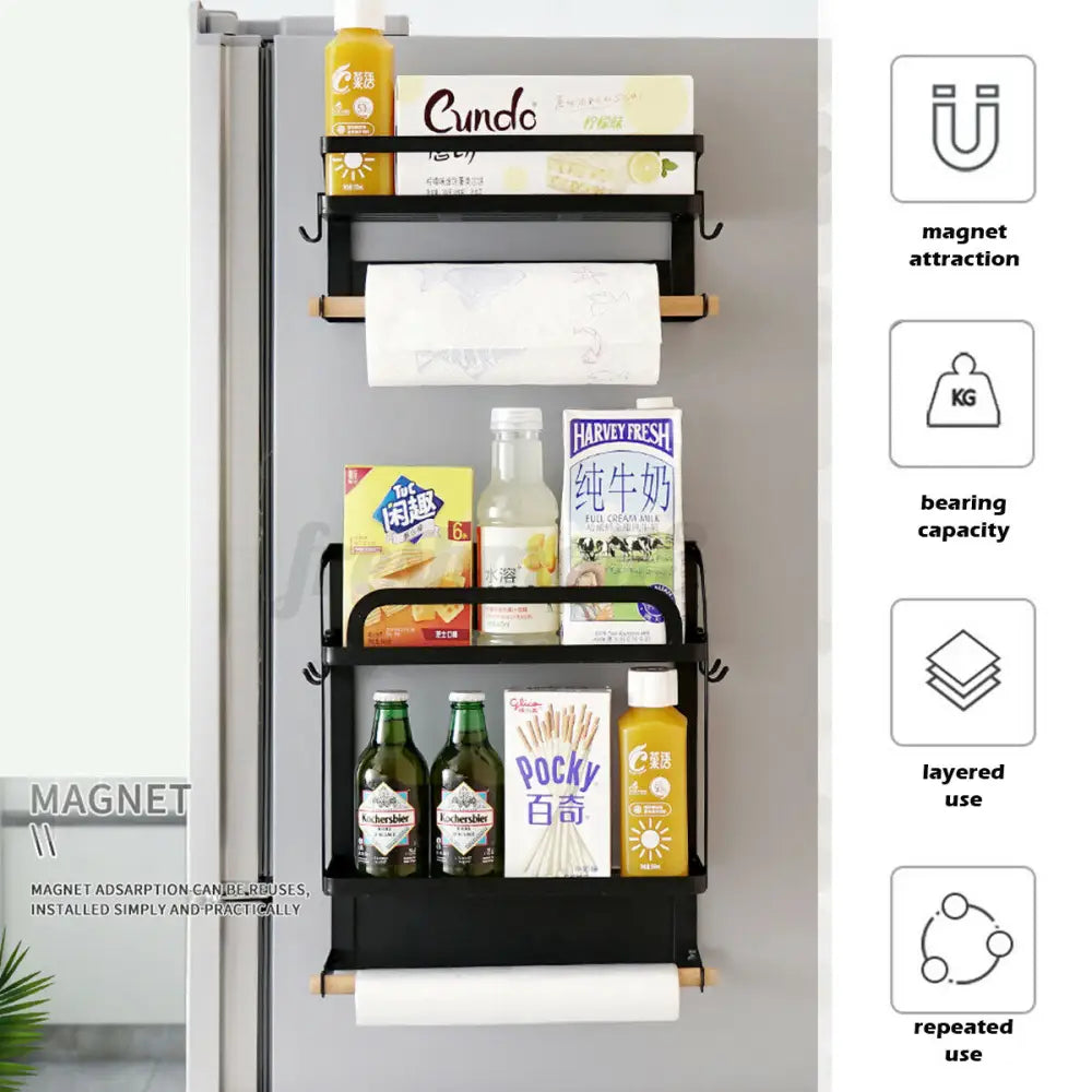 Magnetic Kitchen Fridge Storage Rack Double Layer - Home & Garden > Storage