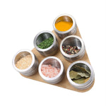Magnetic Triangular Bamboo Spice Rack & Jars For Kitchen Storage - Furniture > Office > Storage Cabinets