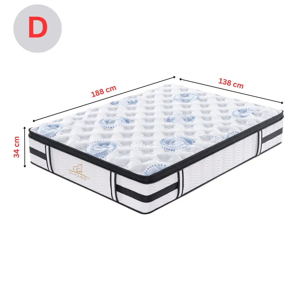 Majestic Rest Double 7 Zones Luxury Premium Firm Pocket Spring 34cm Mattress - Furniture > Mattresses